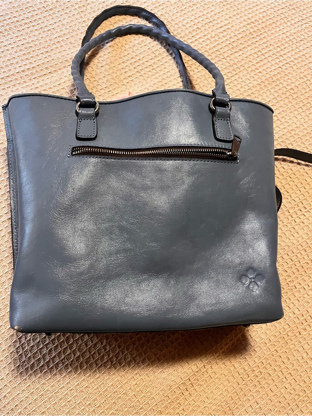 Patricia Nash Teal Embossed Floral Cutout Tote - Picture 4 of 4